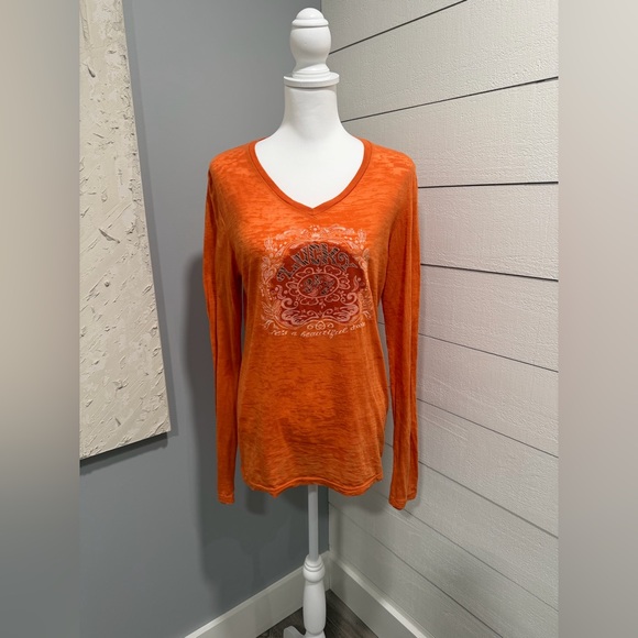 peace love Mom Tops - Peace Love Mom Orange Long Sleeve Tee